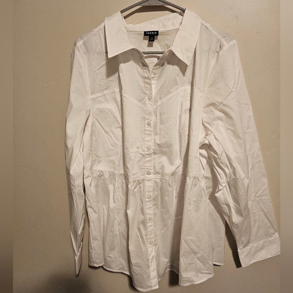 NWT White Button-Up Women's Top